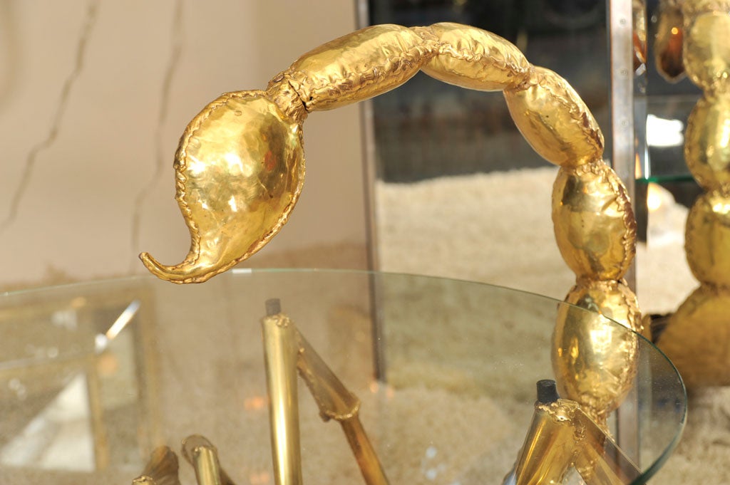 French Hammered Brass Scorpion Table by Jacques Duval-Brasseur