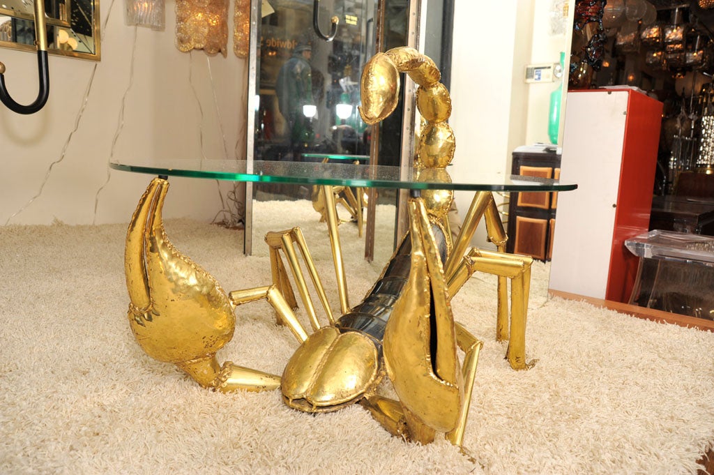 Hammered Brass Scorpion Table by Jacques Duval-Brasseur 3