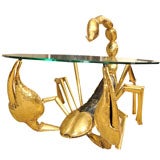 Hammered Brass Scorpion Table by Jacques Duval-Brasseur