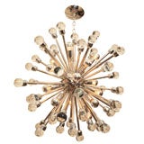 Nickel and chrome sputnik ceiling fixture with clear glass ball