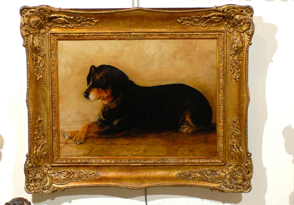 Dog Painting in Gilt Frame 2