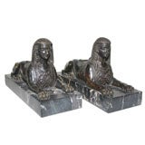 A PAIR OF EARLY VICTORIAN SPHINXES. ENGLISH, CIRCA 1850