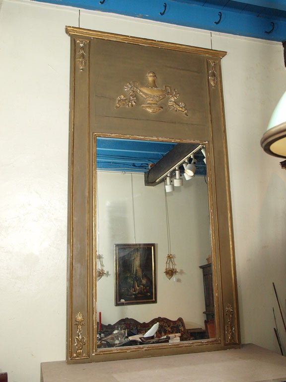 Large Louis XVI Style Painted and Gilded Trumeau