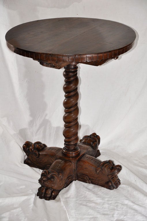 Unique Carved Italian Side Table C. 1920
