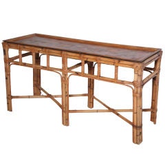 Rattan & Olive Wood  Console Table