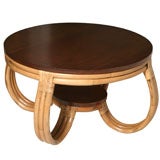 Fine Organic Rattan & Mahogany Cocktail Table