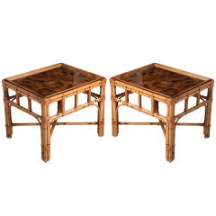 Rattan & Olive Wood End/Side Tables