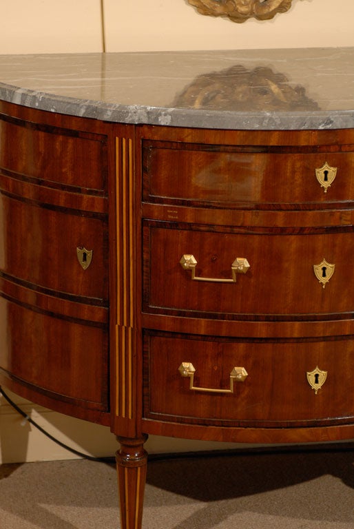 French 18th century Neoclassical Inlaid Mahogany Demilune Commode