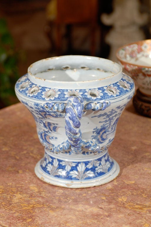 18th Century Large Blue and White Faience Urn, France ca. 1750