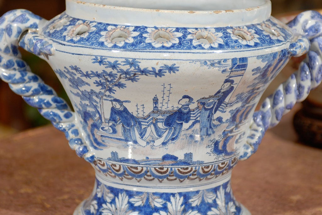Earthenware Large Blue and White Faience Urn, France ca. 1750