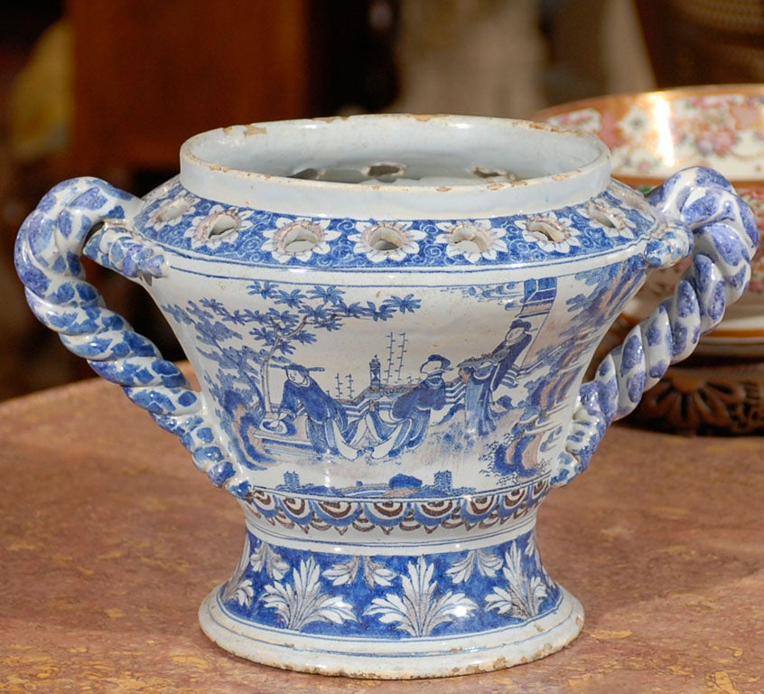 Large Blue and White Faience Urn, France ca. 1750 2