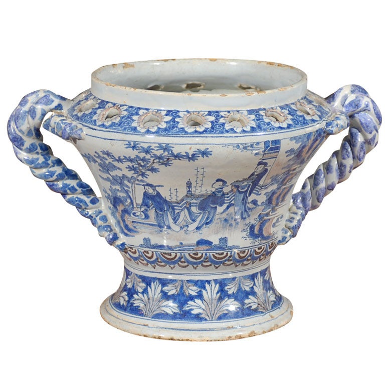 Large Blue and White Faience Urn, France ca. 1750