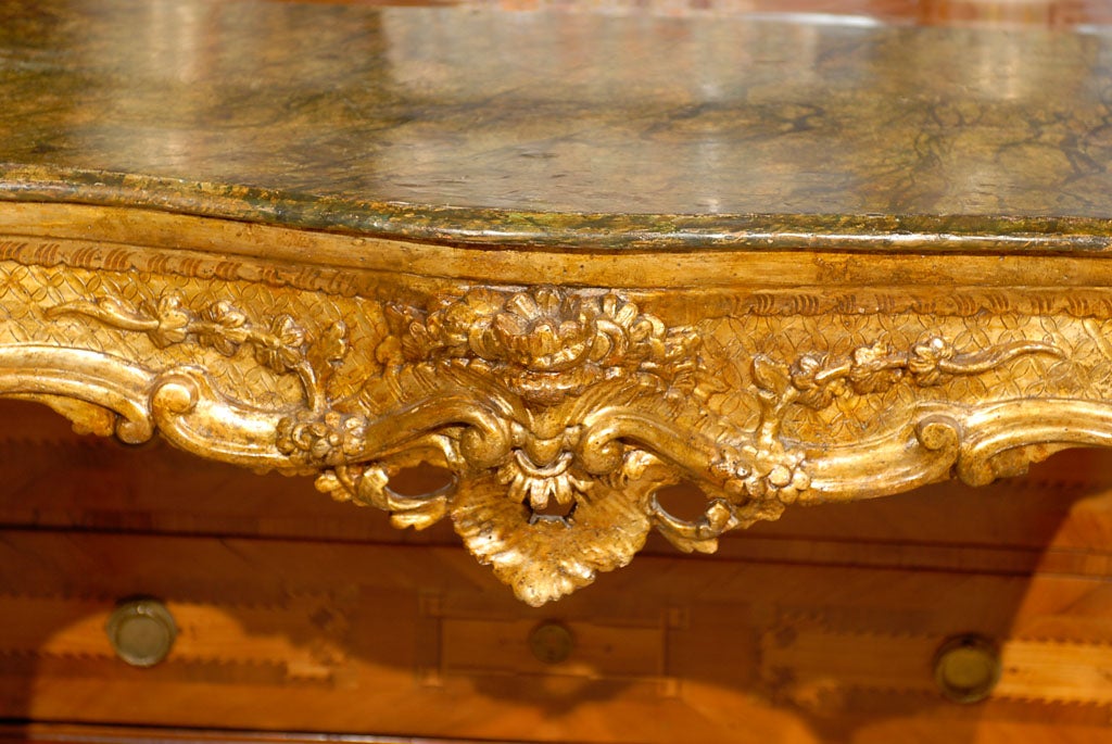 Mid-18th Century A mid 18th century Rococo Giltwood Console, Naples Italy For Sale