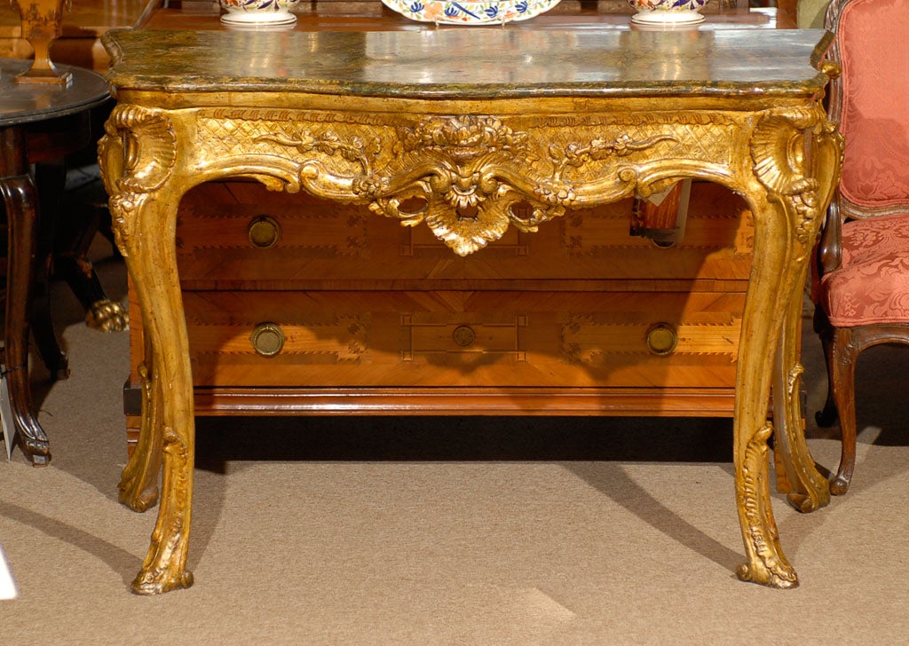 A mid 18th century Rococo Giltwood Console, Naples Italy For Sale 4