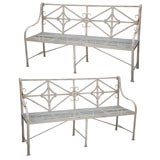 Antique Pair of Forged Metal Garden Benches