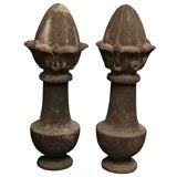 Pair of  rare terre cuite finials