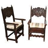 Pair of 17th Century Spanish Arm Chairs