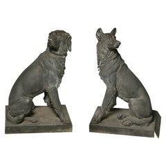 A Very Rare Pair Of Zinc Alloy Dogs,