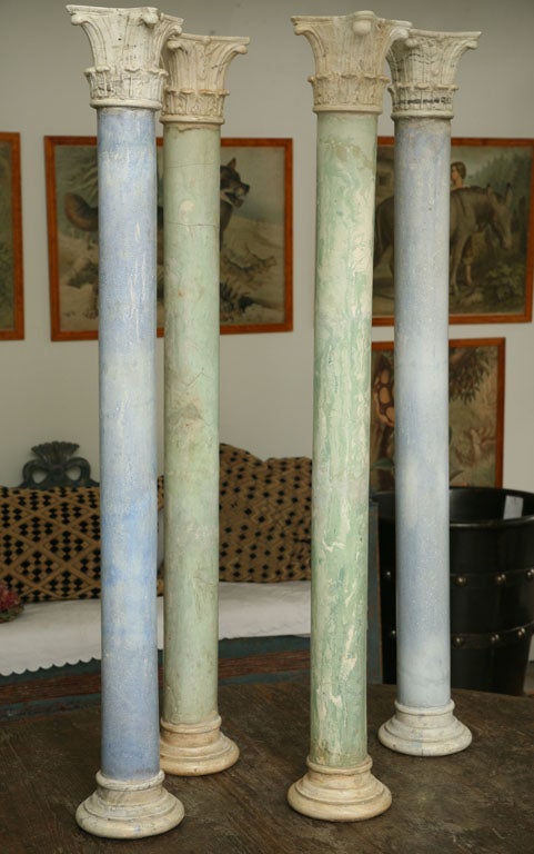 Set of four painted Italian Scagliola columns from Genoa Region.

Will Split. $3000./each. Size:6 inches diameter.