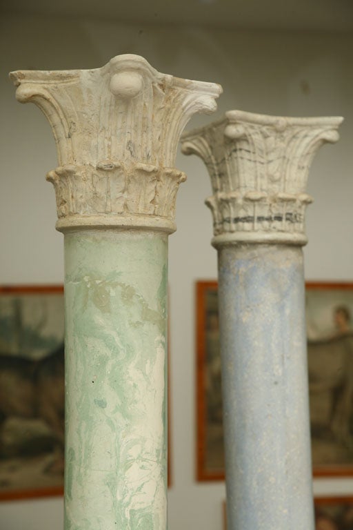 British Colonial Set of Four Painted Italian Scagliola Columns