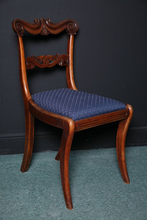 A Set of 6 Faux Rosewood English Regency Dining Chairs