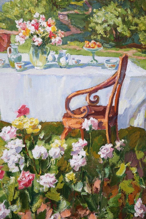 An Oil Painting on Canvas of a PIcnic For Sale 1