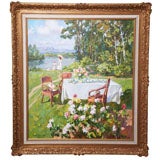 An Oil Painting on Canvas of a PIcnic