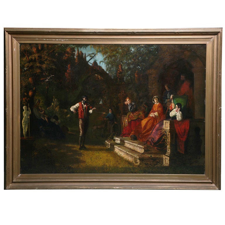 A Very Fine Quality 19th c. Continental Oil Painting on Canvas. For Sale