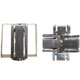 PAIR ART DECO STAINLESS STEEL FRENCH WALL SCONCES