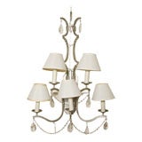 WROUGHT IRON SILBER PAINTED WALL SCONCE mit CRYSTAL DROPS