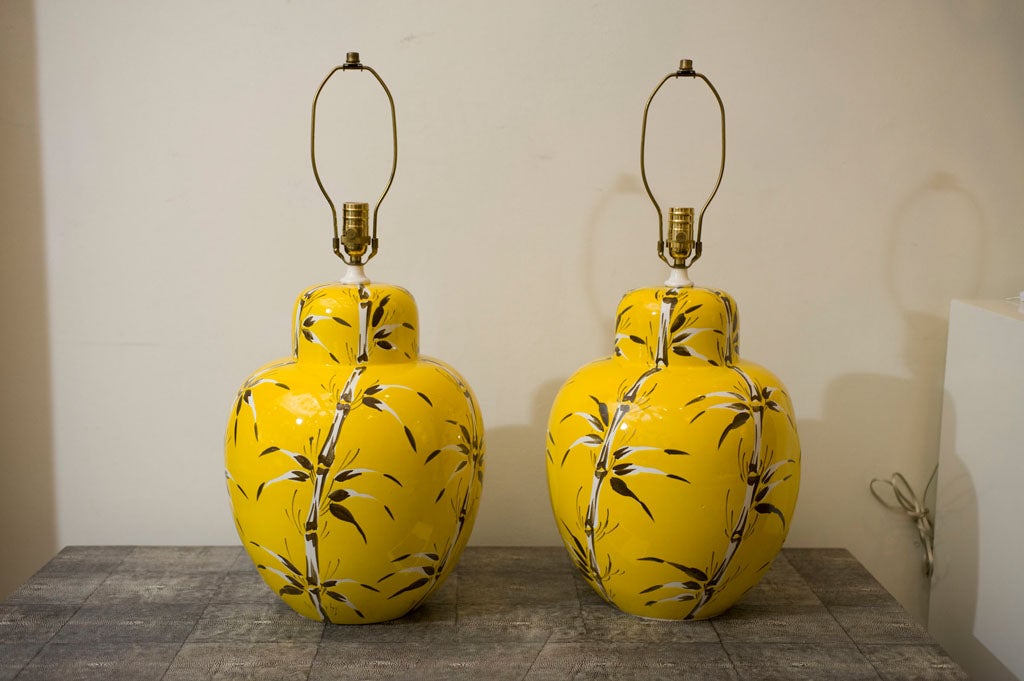 Yellow Ceramic Lamps. 1