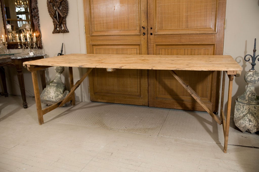 Antique French planked pine table 4
