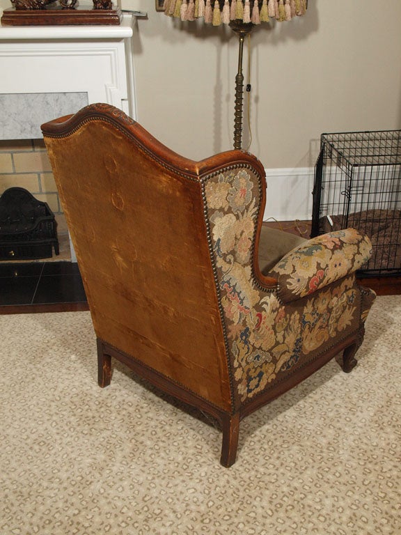 FRENCH WALNUT WINGCHAIR WITH NEEDLEPOINT UPHOLSTERY 2