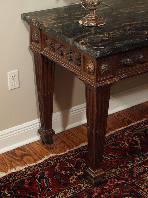 Oak FRENCH LOUIS XVI CONSOLE TABLE WITH MARBLE TOP For Sale