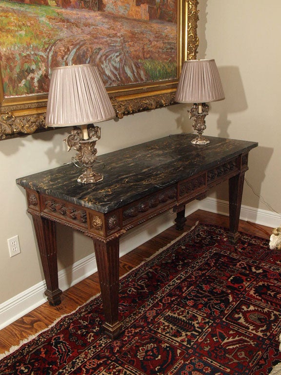 FRENCH LOUIS XVI CONSOLE TABLE WITH MARBLE TOP For Sale 1