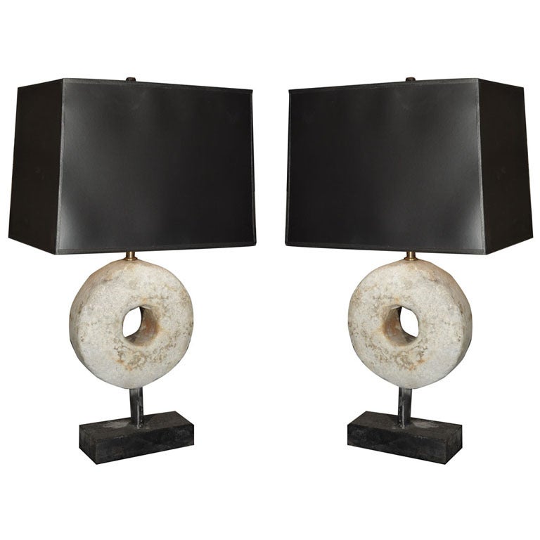 Pair of Stone Fragment Table Lamps