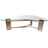 Highly Sculptural 1960s Lucite and Brass Coffee Table