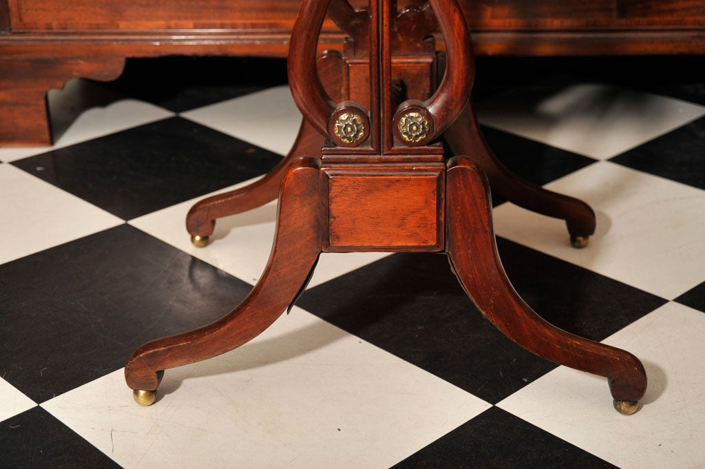 Brass 19th Century Mahogany Work Table with Drop Leaves For Sale