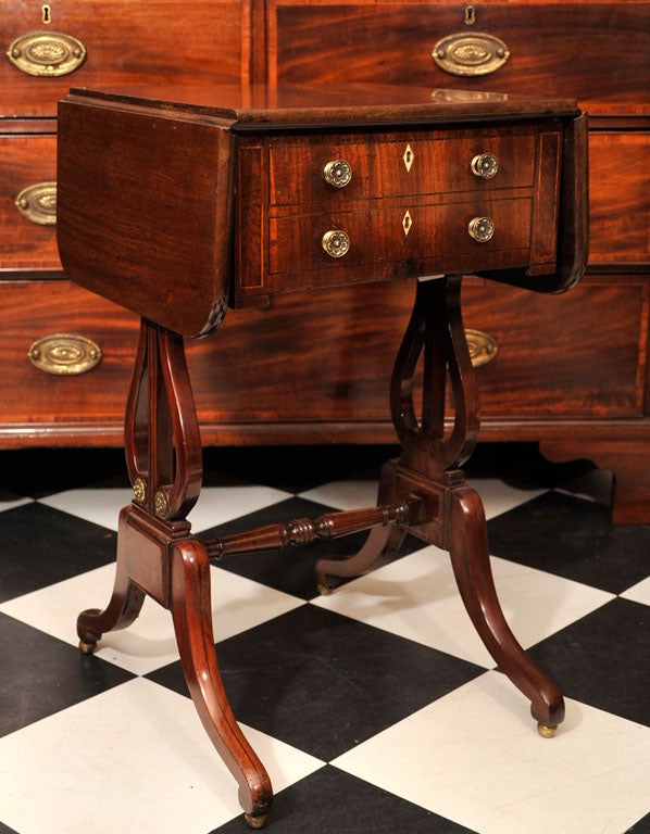 19th Century Mahogany Work Table with Drop Leaves For Sale 4