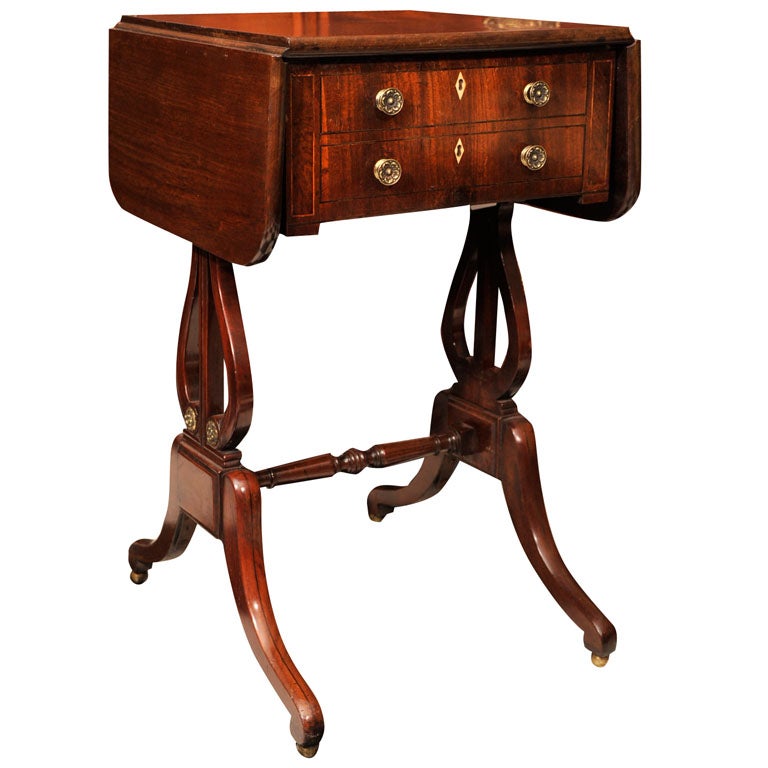 19th Century Mahogany Work Table with Drop Leaves