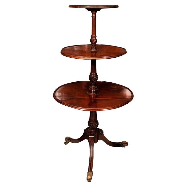 George III mahogany circular 3-tier dumbwaiter.