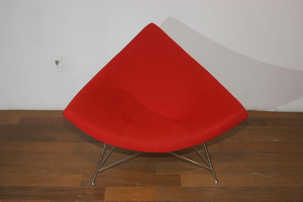 American Early Edition “Steel Shell”Red Coconut Chair, by George Nelson