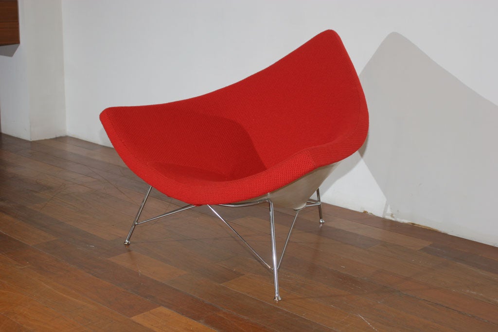 Mid-20th Century Early Edition “Steel Shell”Red Coconut Chair, by George Nelson