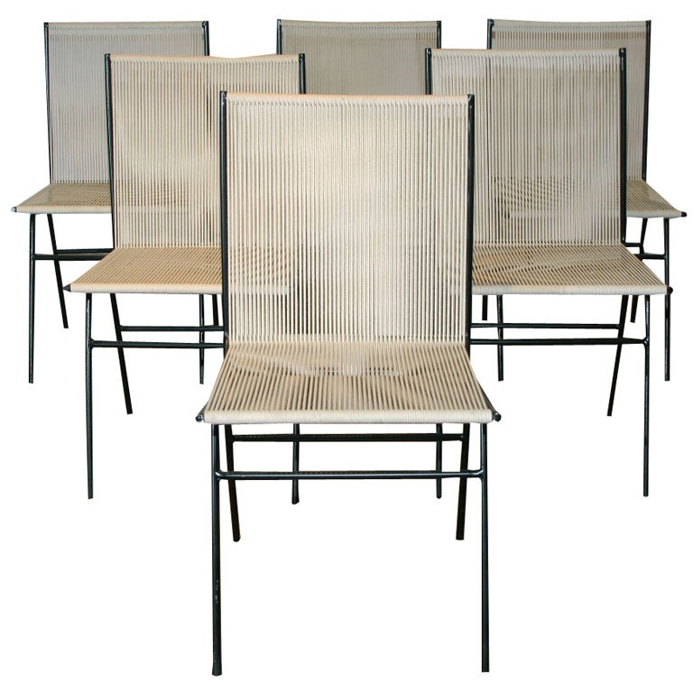 Alan Gould String Chairs (Set of 6), for Hilda Lipkin, c.1952 at 1stDibs