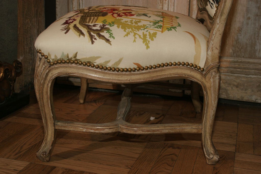 A Provencial Louis XV Style Carved and Painted Chaise 2