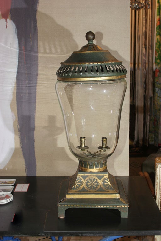 French A Glass and Tole Photophore