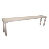 Long White Lacquered Slatted Wood Bench