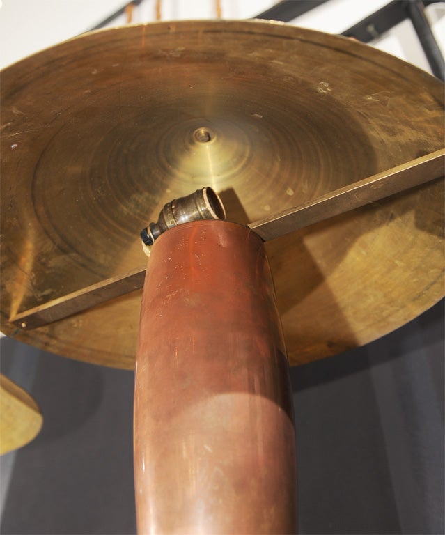 Pair of Brass and Copper Table Lamps For Sale 1