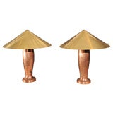 Pair of Brass and Copper Table Lamps