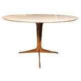 Italian Brass Tripod Base Marble Cocktail Table